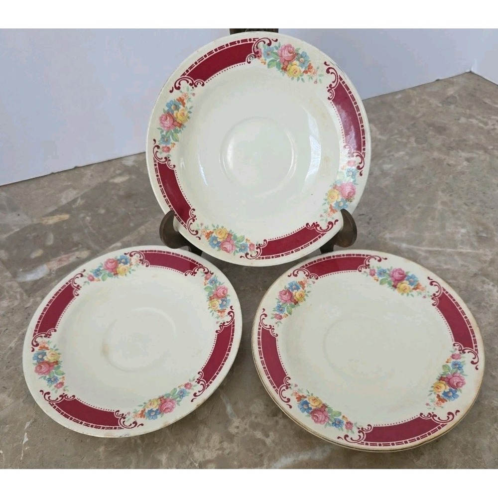 Homer‎ Laughlin China 3 Saucers Vintage, 6 in. Made In USA